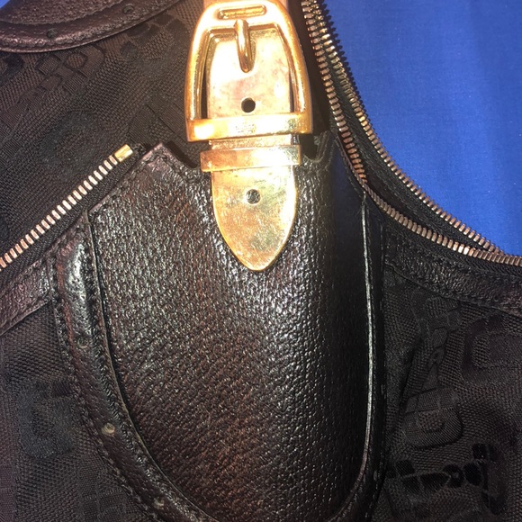 Black Gucci Canvas Horsebit Hobo Style Bag - Picture 5 of 9